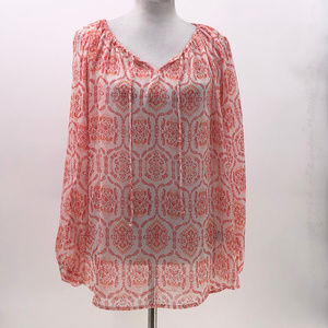 Signature studio sheer popover blouse sz L Large